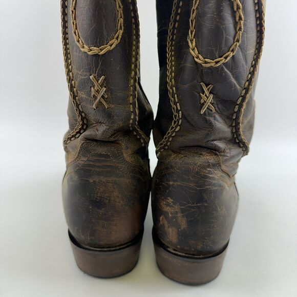 Dan Post Albany Boot Western Cowboy Brown Leather Bucklace Pull One Mens 9 EWide - Picture 6 of 16